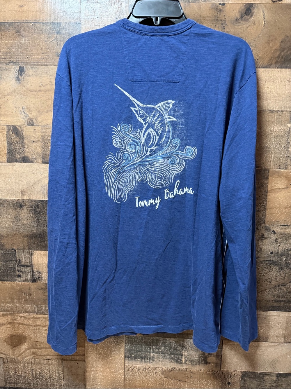 Tommy Bahama Mens XL Blue Long Sleeve T-Shirt Marlin Fish